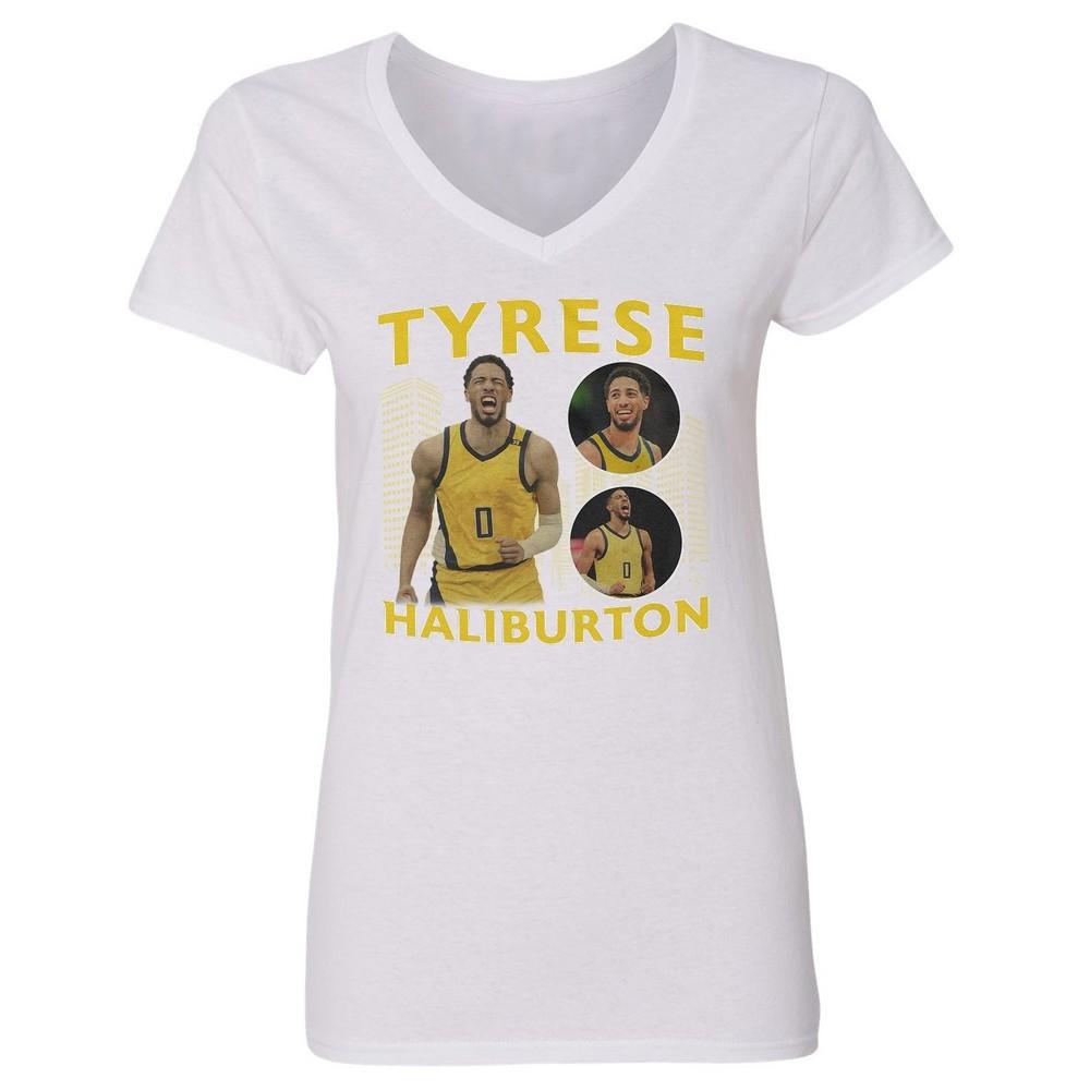 Tyrese Haliburton Indiana - Basketball Playoff Fans Ladies  V-Neck Tshirt Unisex T-Shirt XXXL