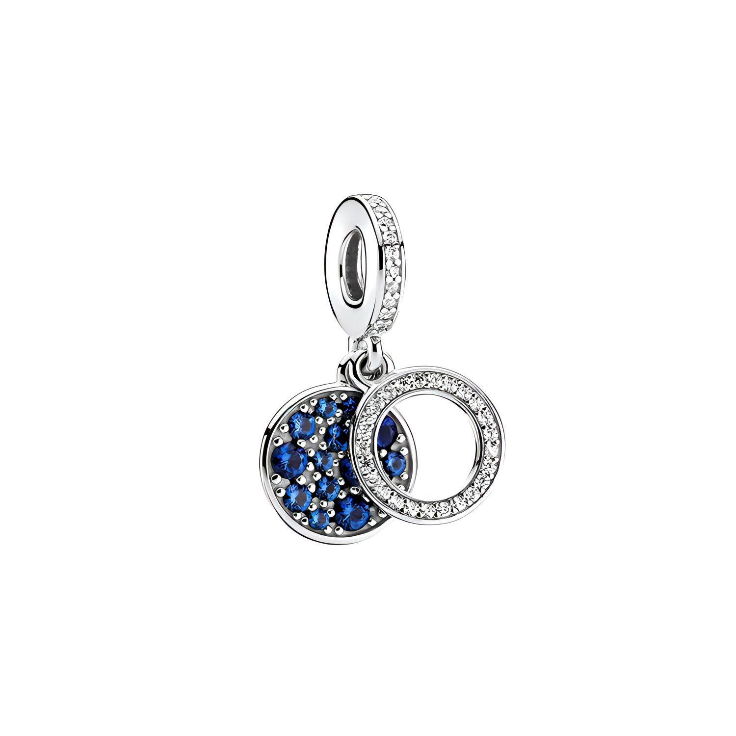 Pandora Radiant Blue Double Charm Pendant Unisex Jewelry Silver 799186C01 Silver