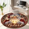 Cute Christmas Day Gift Bell Santa Claus Snowman Christmas Tree round rug Home Soft Decorative Anti slip Chair Mat Carpet Outdoor Floor Mat Carpet 11