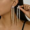 European and American Diamond-encrusted Metal Long Fringed Earrings Women's High-end Studs, Niche Temperament Earrings