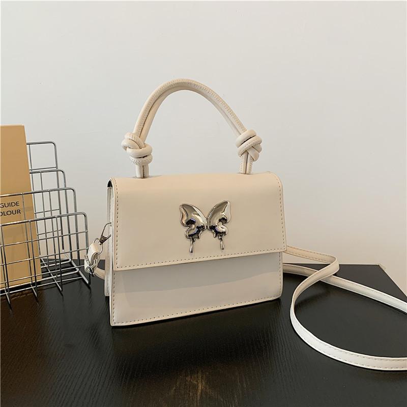 Trendy Small Square Shoulder Bag For Women Featuring Elegant Bowknot Design белый