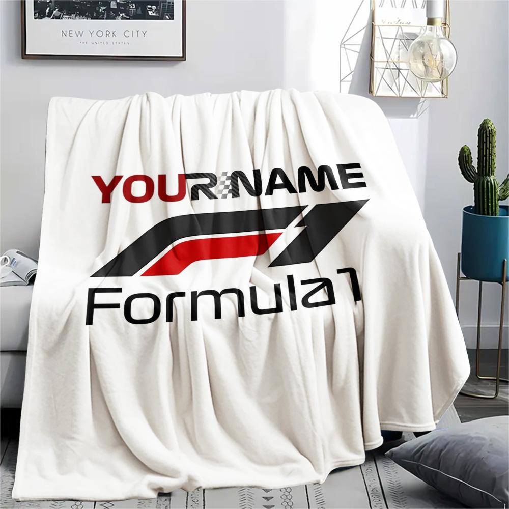 1PC F1 Gear Custom Name Patterned Flannel Blanket Suitable For All Seasons For Home Decor Warmth And Comfort Gifts Holiday Present