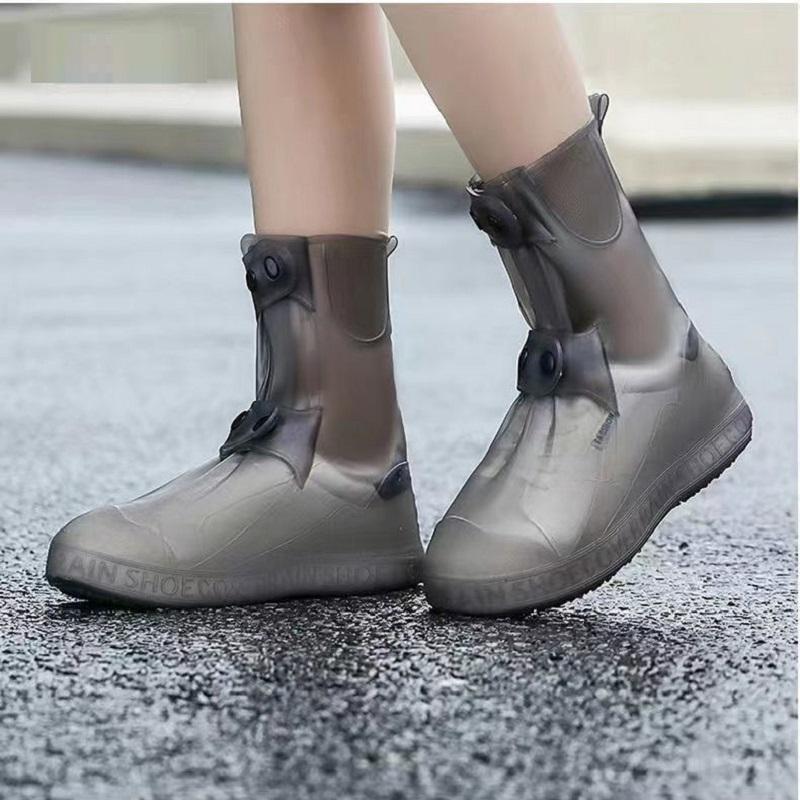 High Lever Waterproof Silicon Shoe Covers Women and Men Sneaker Protector Covers with Button Anti-skid Washable Galoshes cm