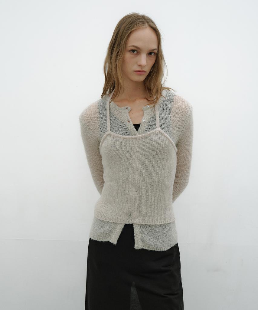 Loutaideu Alpaca Halter Knit [Grey]