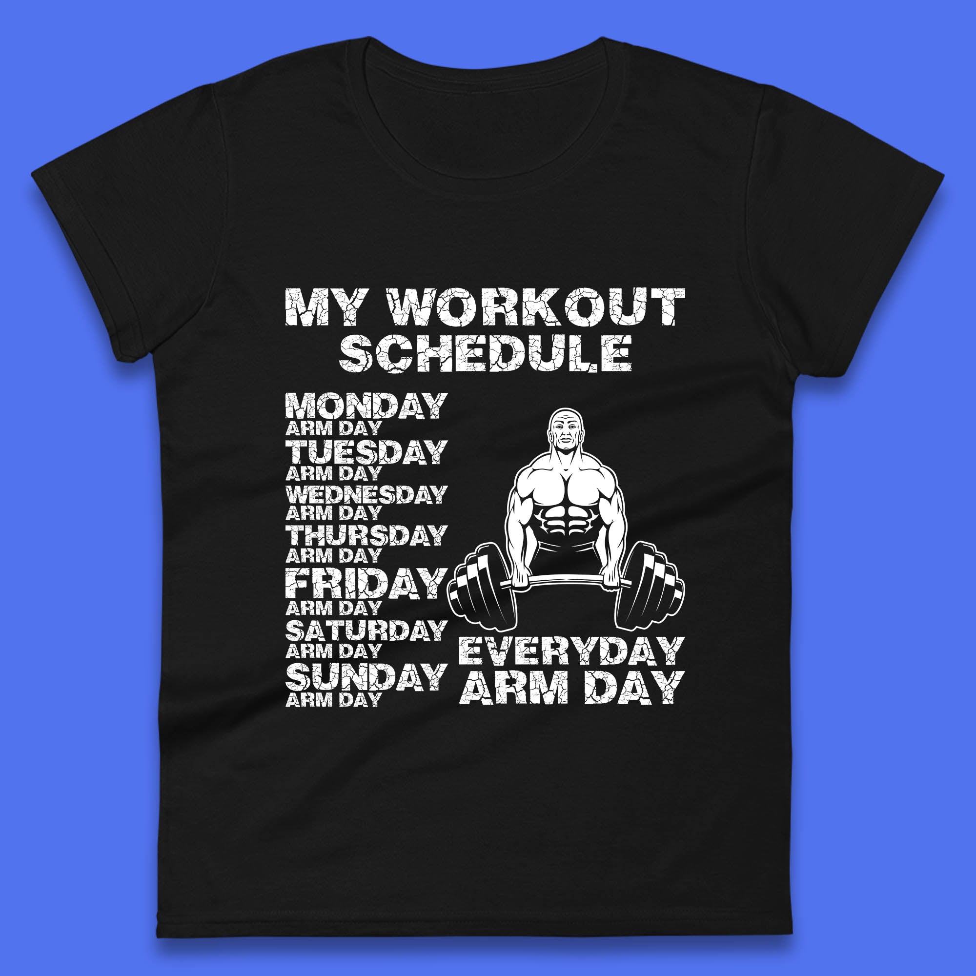 

My Workout Schedule Everyday Arm Day Daily Routine Arm Gym Workout Everyday Of Week Arm Day Fitness Womens Tee T Shirt Mens Tops Unisex Top 2XL
