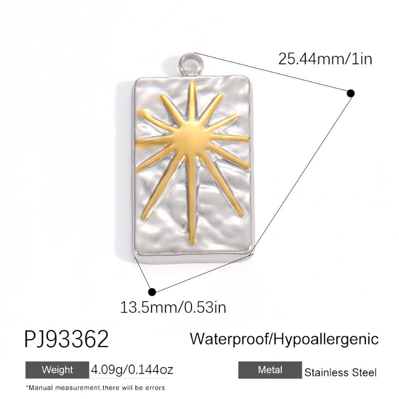 304 Stainless Steel Pendants Plated Blue Drop Flower Printed Charms For Diy Necklace Jewelry Making
