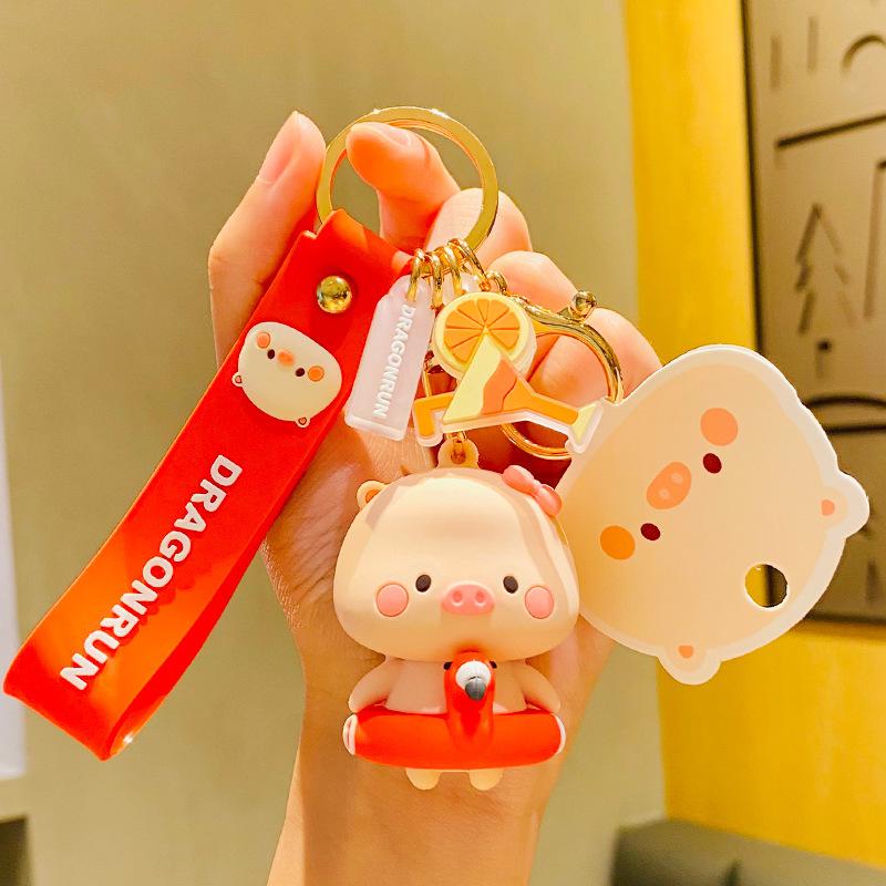 Cute Pig Keychain for Women: Couple Backpack Pendant & Electric Car Charm