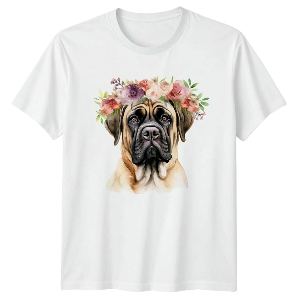 Watercolor Mastiff Dog With Flower Unisexs TShirt Mastiff Dog Pet Owner S
