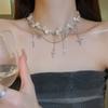 Cold metal wind, pentagram, diamond-encrusted pearl necklace, personalized stacking, high-grade collarbone chain necklace