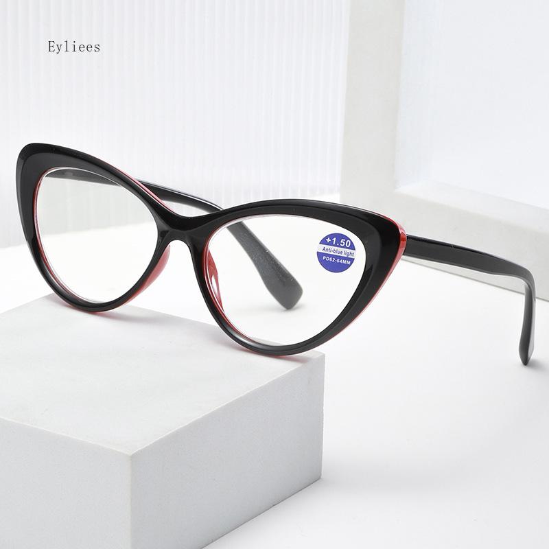 Große Übergroße Lesebrille für Damen Herren Mode Retro Fernsichtbrille Trendig Beliebt Katzenaugen Anti-Blaulicht Alterssichtigkeit
