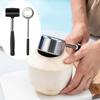 Wood/Rubber Handle Coconut Opener Kit with Corkscrew Coconut Puncher Coconut Breaker Kit  Summer