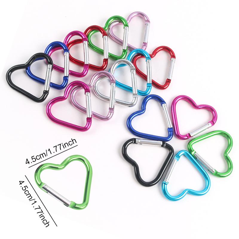 3/6/9/12PCS Heart-shaped Carabiners Random Mix Color Keychain Suitable for Camping Outing Travel Hanging Buckle Hook Gadgets ZYF