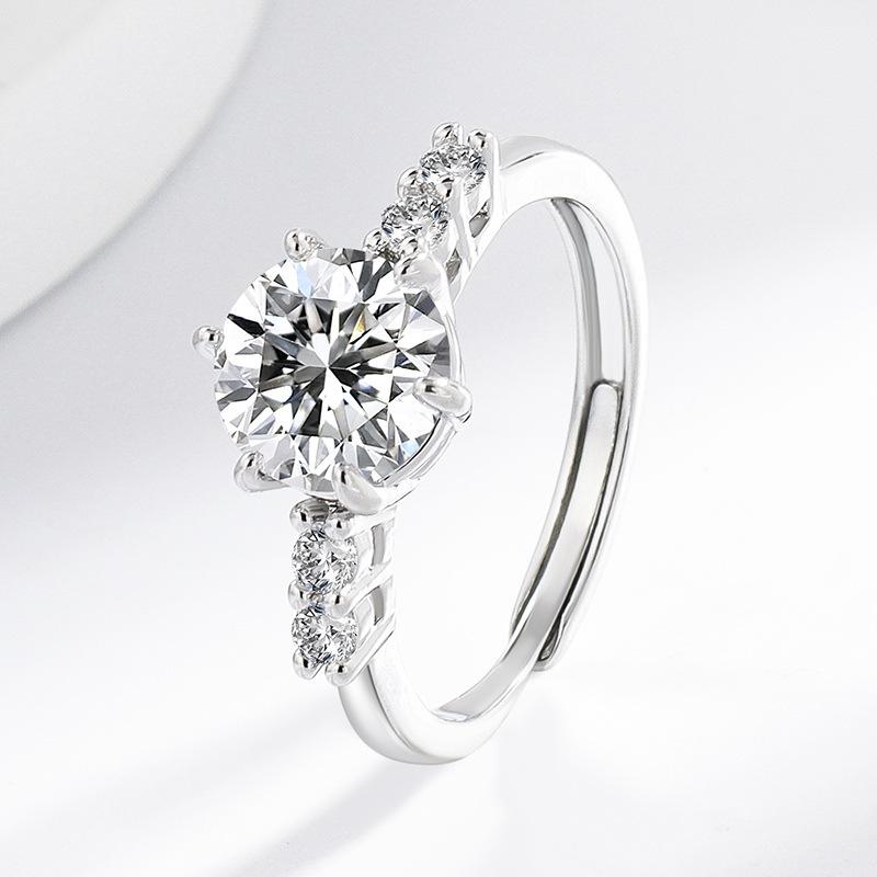 2 Carat Heart Cut Cubic Zirconia Adjustable Open Ring 8 Hearts 8 Arrows 925 Silver Plated Wedding Ring for Women Engagement Size:Adjustable