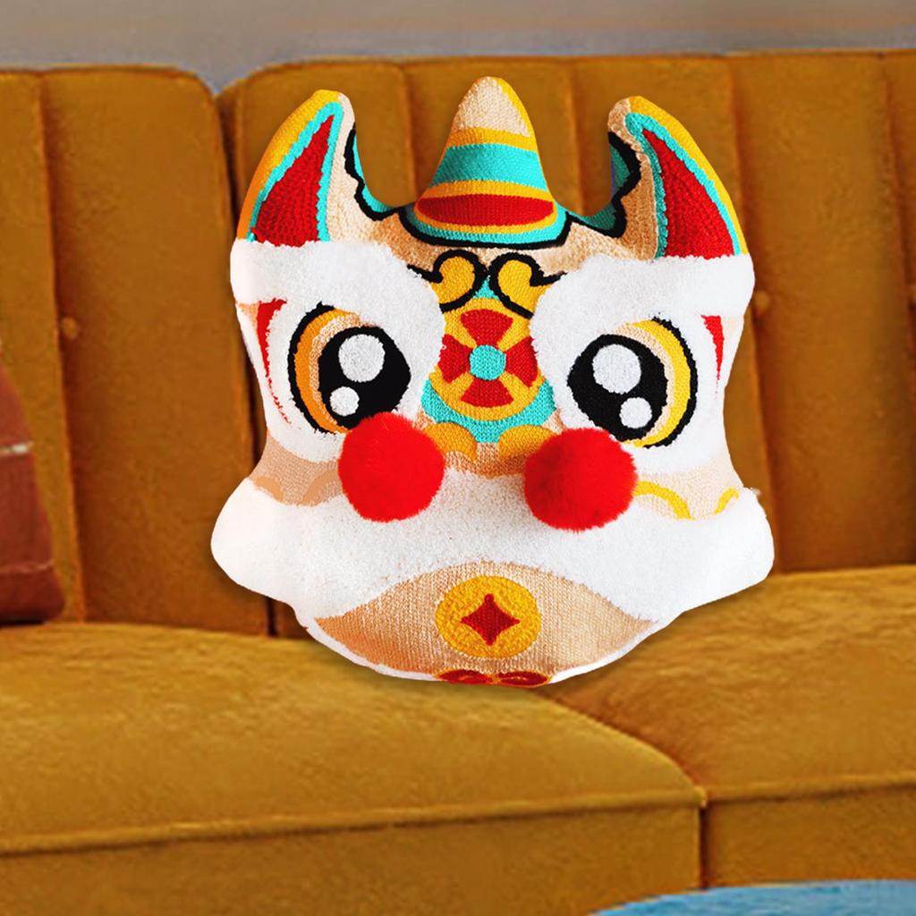 3D Lion Embroidered Pillow Case, Creative Pillowcase Chinese New Year Cushion Cover, for Bedding, Sofa, Living Room, Home Decor