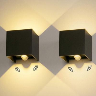 Lot of 2 LED Outdoor Wall Sconces 12W with Detector 3000K IP65, Up/Down Angle, Warm White