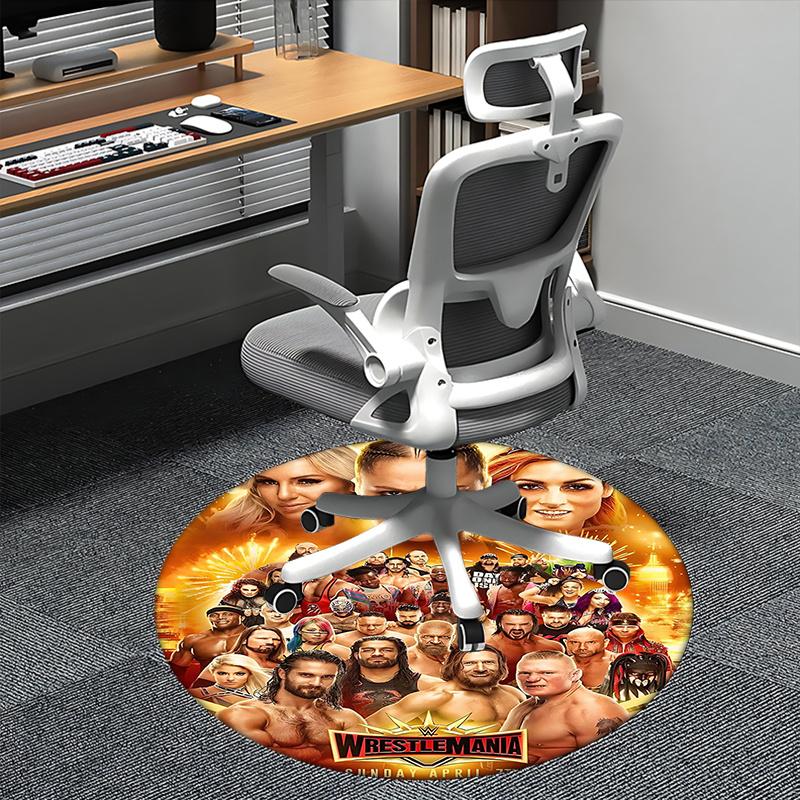 

WrestleMania,WWE Chair mat Round Rug-Office carpet, Machine Washable, Non-slip, Suitable for Living Rooms, Bedrooms, Entryways, and Holiday- 80cm by 80cm