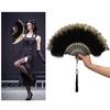 Chinese Feather Folding Fan with Pendant Wedding Dance Fan Cosplay Props Decor