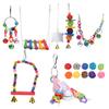 17 Packs Bird Toys Sepak Takraw Hanging Chain Swing Bell String Set for Small and Medium Parrots