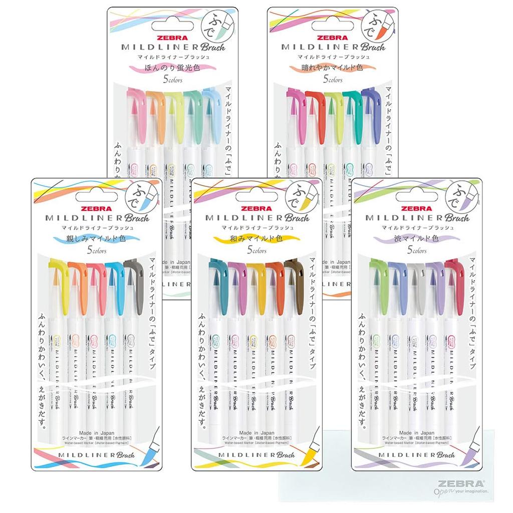 Mildliner todas as 25 cores Mildliner todos os 9 conjuntos com papel de teste Pincel, + Base, cores,
