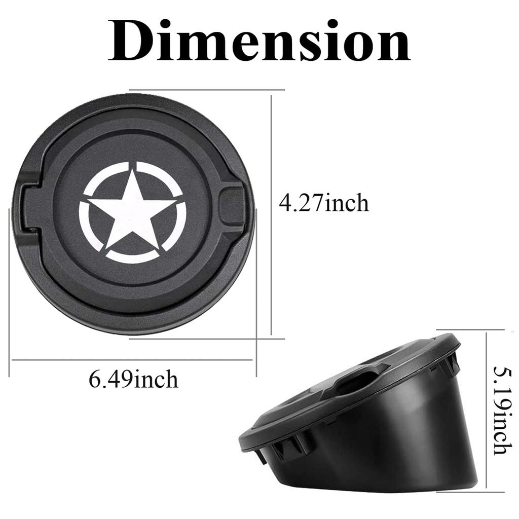 Wrangler Drivstofflokk Svart Stjerne Drivstoffpåfyllingsdør Drivstofftankdør Kompatibel med Jeep Wrangler JL JL og Rubicon Deksel, Deksel, 2018-2021 Unlimited, (JLU),