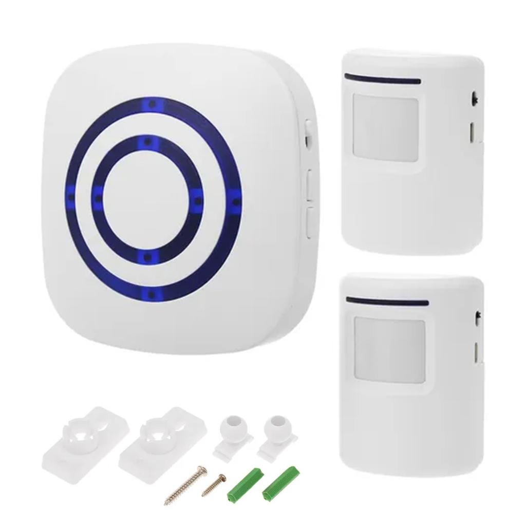 Smart Motion Sensor Alarm Wireless Doorbell Plug in Door Bell Home Security Infrared Detector Alert Kits with 2 PIR