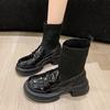 Thick-soled Socks, Boots, Women's Elastic Thin Boots, One Shoe Can Be Replaced with Buckle Loafers, Height-increasing and Thin Martin Boots, Short B