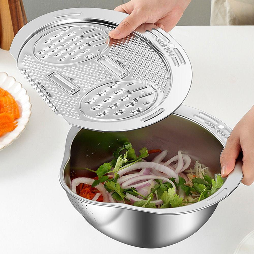Rust-proof Vegetable Washing Basket Stainless Steel Strainer Bowl Set Drainer Basket  Salads Making