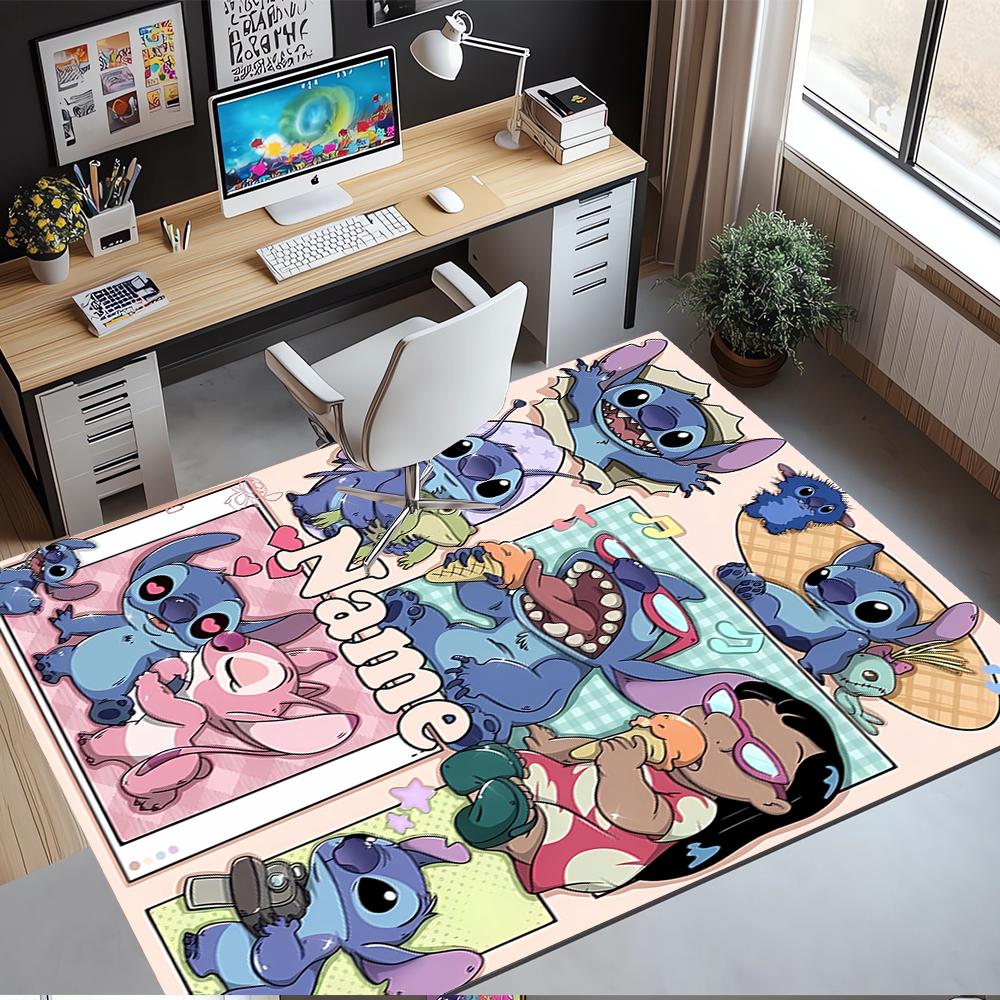 Custom Name Stitch Printed Carpet,Rug for Office Chair Living Room Bedroom Kitchen Room Decor Gifts.