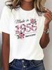 Women Comfortable Crew Neck T‑Shirt, 1956 Manufactured Retro Flower Year Graphic Print Casual Short‑Sleeve Tee Tops
