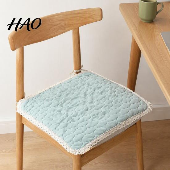 Cozy Plush Mats for Dining Seats Chair Pad with Ties, Non Slip Seat Cushion Lace Trim, Soft 16 X Inch Washable Office Pads Student Chairs