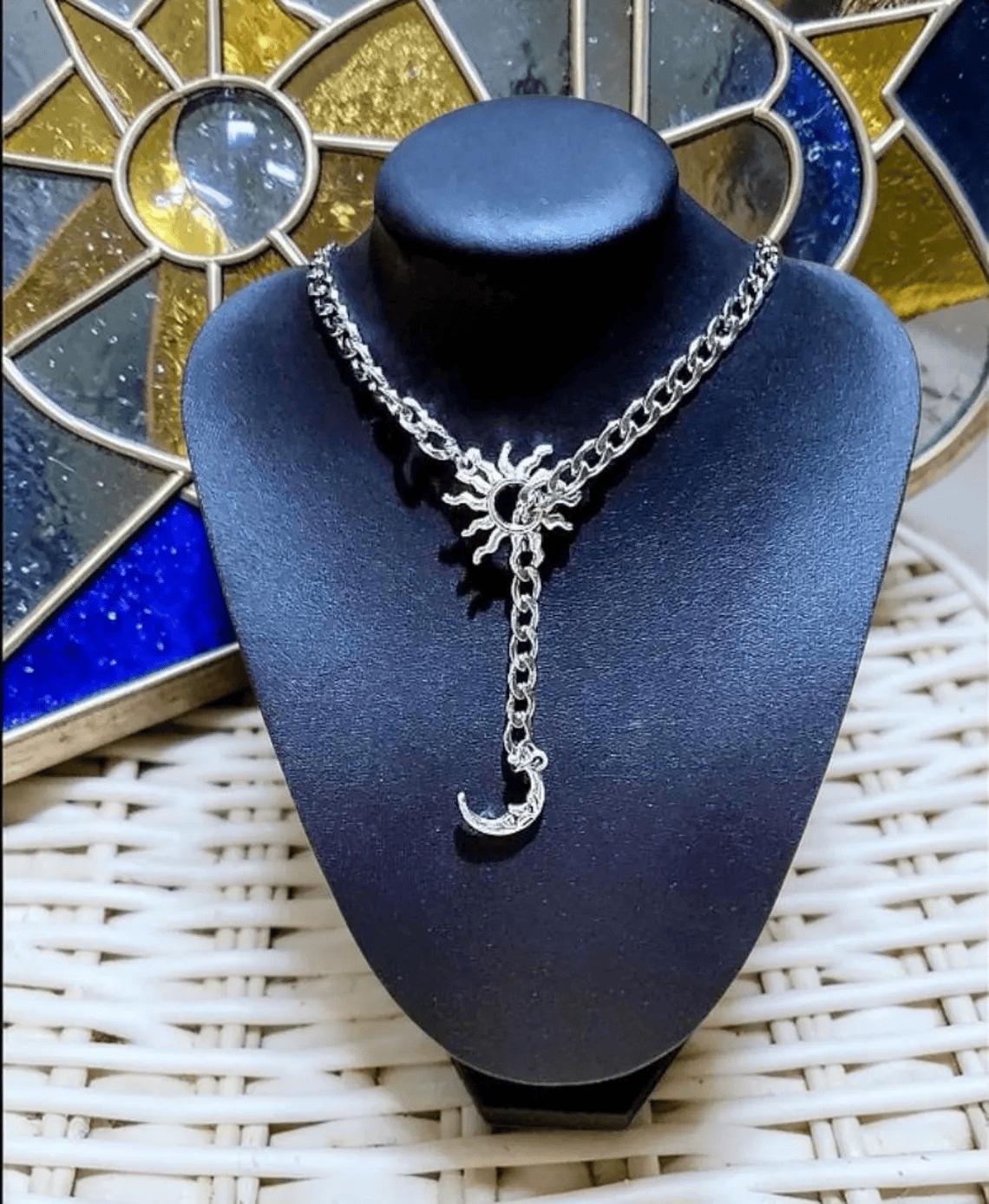 Victorian Era Celestial Sun and Moon Necklace - Bohemian Star Jewelry