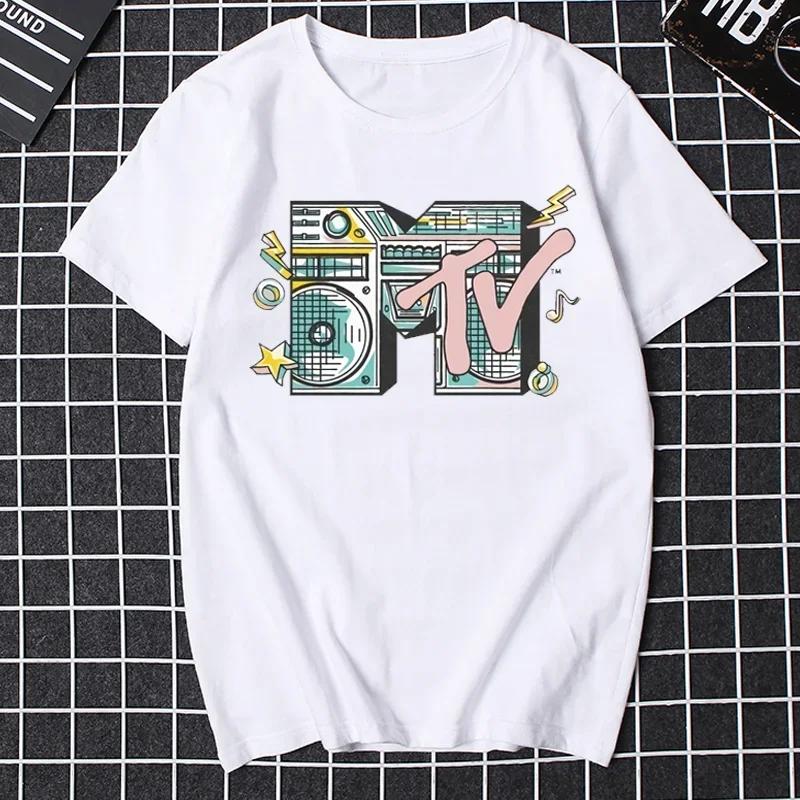 Men Clothing Retro T Shirt Vintage Rock Hip Hop Tv T Shirt Summer Unisex Casual Tshirt Mtv Music Television Graphic Tshirts Tees#Color(1)
