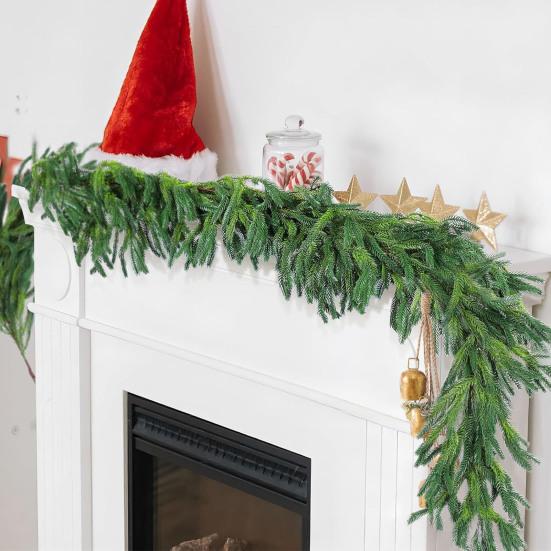 Pine Christmas Garland Realistic Greenery Evergreen Cedar Wreath Winter Holiday Decor Mantel Fireplace Stair Indoor Outdoor Decor
