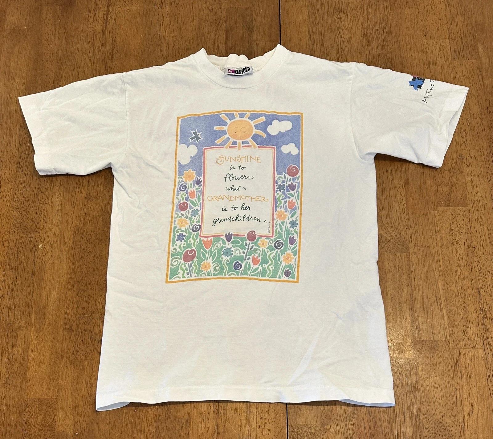 Vintage 90s Grandmother Sunshine T Shirt Medium Single Stitch Made In USA stains L
