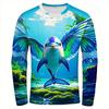 Hot Sale Colourful 3D Dolphin Men's Women's Kids Fashion Slim T Shirt 3D Printing Long Sleeve Casual Shirt