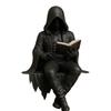 Open Book Reading Figurine Resin Shelf Sitter for Bookshelf Display, Dark Fantasy Statue for Desk Placement and Library Use
