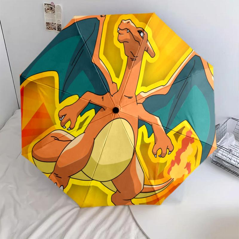 

Charmander Pokémon pattern, automatic folding umbrella, portable and foldable design, 8 ribs, a Christmas or birthday gift.