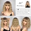 LISI HAIR Peruca longa bob sintética para mulheres, uso diário, preto e marrom, ondulado longo, com franja, fibra resistente ao calor, cabelo cosplay