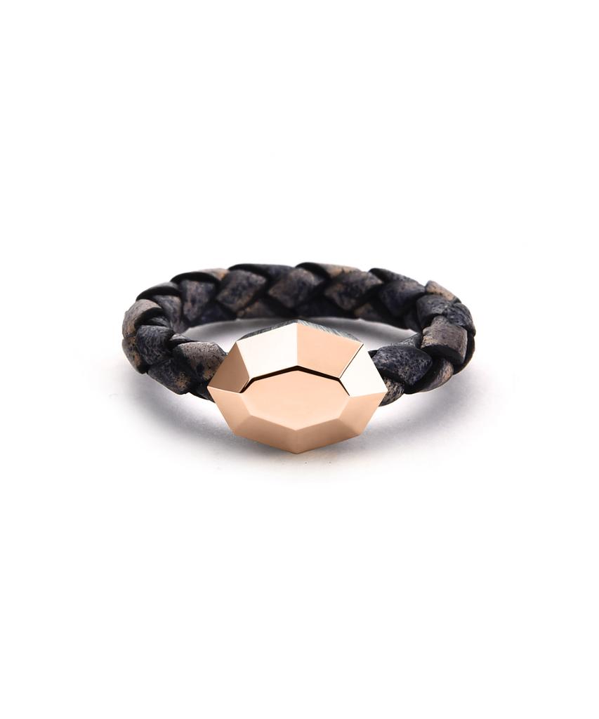 Saai Sweet Brick-8 Men'S Leather Ring (Rose Gold) (C Type)