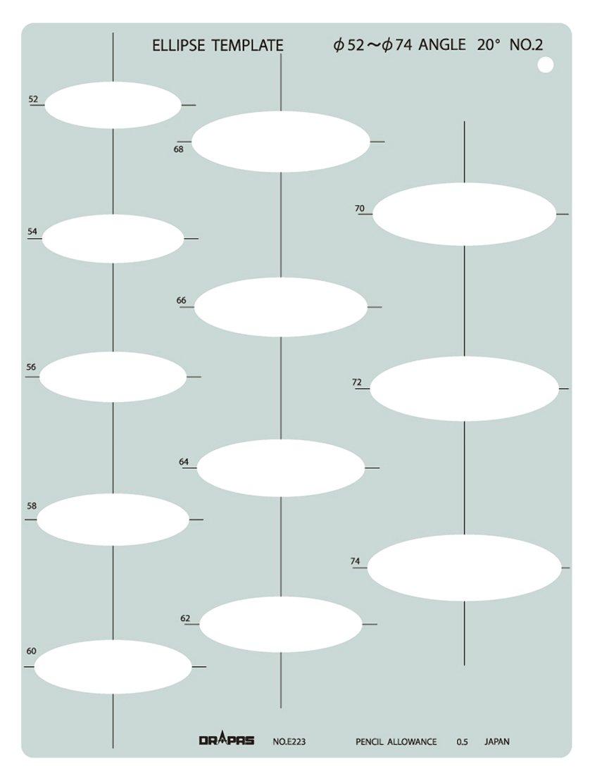 

Drafting Template E223 Ellipse Ruler 20 Degrees No.2 31223