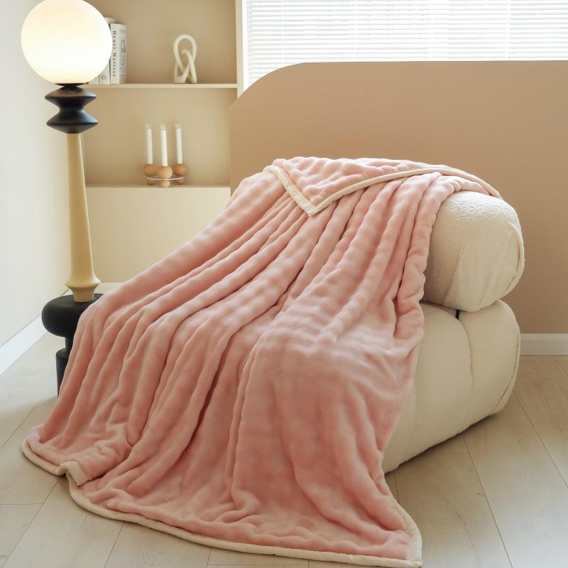 

Maternal And Infant Grade Rabbit Fleece Blanket Thickened Milk Fleece Blanket Office Nap Blanket Shawl Gift Blanket 100*150cm