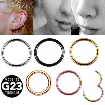 G23 Titanium 14g/16g Hinged Segment Hoop Nose Ring Nipple Clicker Ear Cartilage Tragus Helix Lip Body Piercing