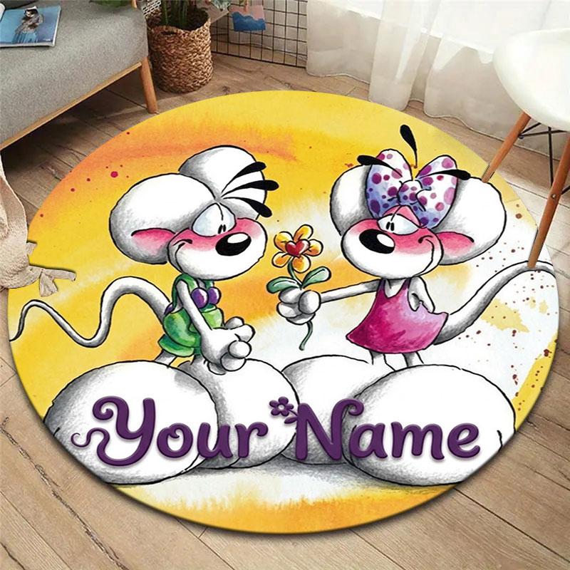 Diddl Custom Name Round Area Rug,Carpet Rug for Living Room Bedroom Sofa Playroom Decor,Non-slip Floor Mat