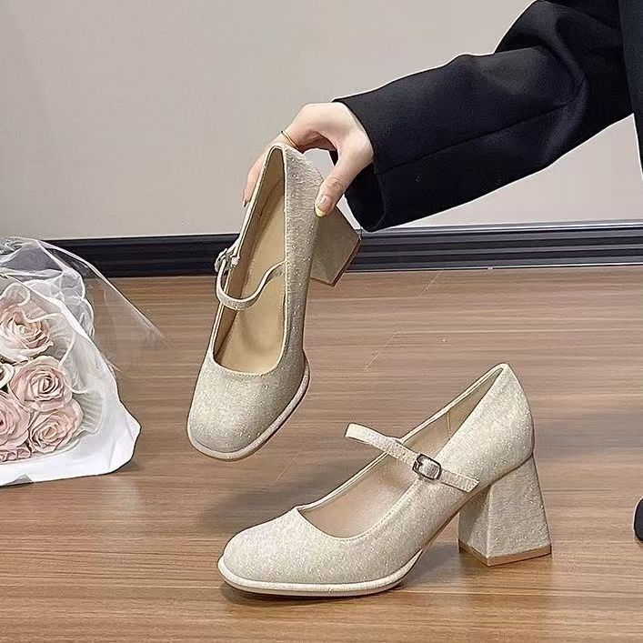 With Skirt Thick Heel Late Evening Breeze Gentle Women's Single Shoes Spring and Summer 2025 New French Mary Jane Single Shoes Women