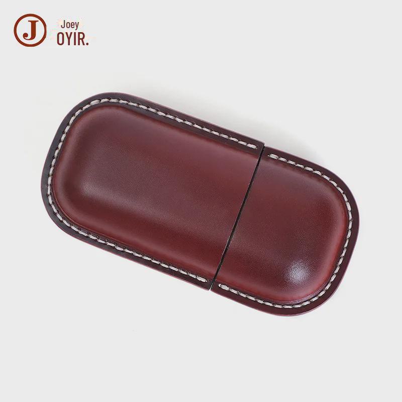 Vegetable-Tanned Leather Retro Glasses Case: Handmade Personalized Genuine Leather Sunglasses Holder.