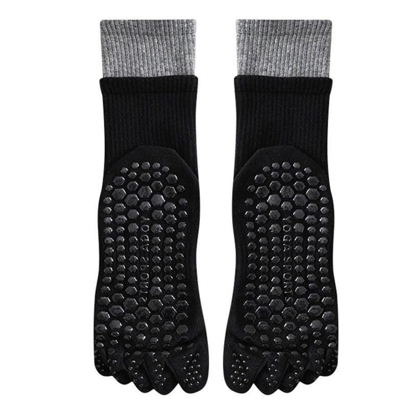 

Носки для йоги Нескользящие Профессиональные Женские Носки с Пальцами Спортивные Фитнес Нескользящие Носки Комнатные Носки Взрослые Носки для Пилатеса Black