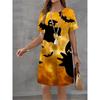 Fashion Women's Crew Neck Dress 3D Casual Color Printing Casual Short Sleeves