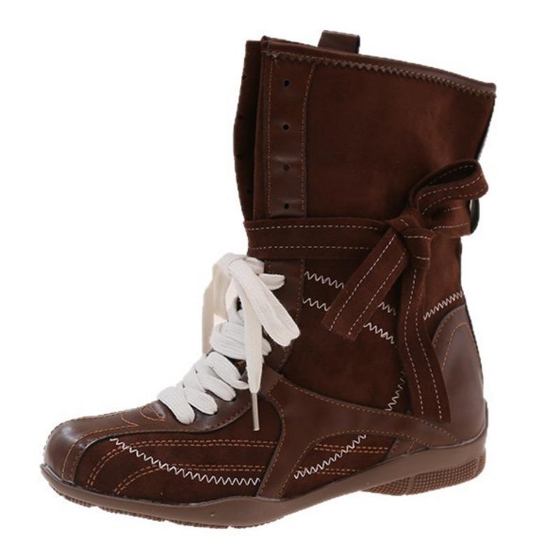 Casual retro versatile inner heightening Martin boots women's British round head lace-up sports boots short boots boxing boots