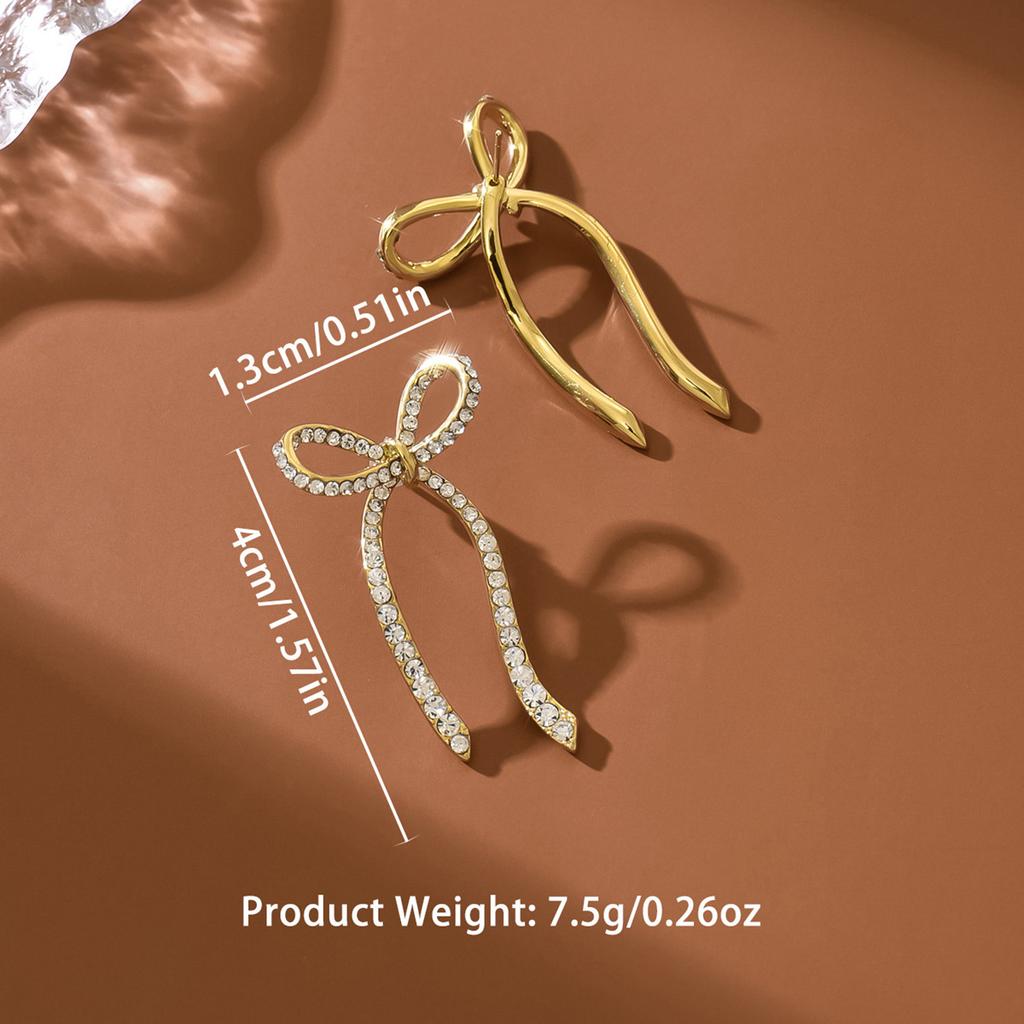 14K Real Gold Electroplating, Design Sense Bow Stud Earrings, High Sense Party Temperament, Unique Fashion Earrings Women