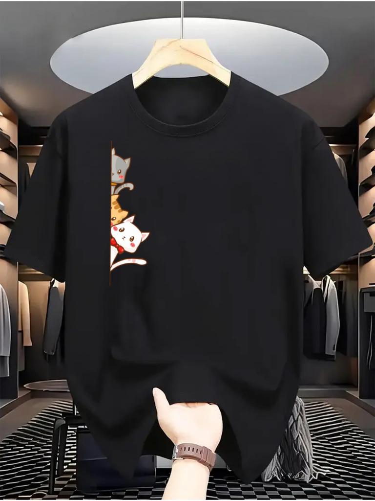 Mens 100 cotton graphic tshirt short sleeve crew neck tshirt suitable for summer casual wear versatile clothing